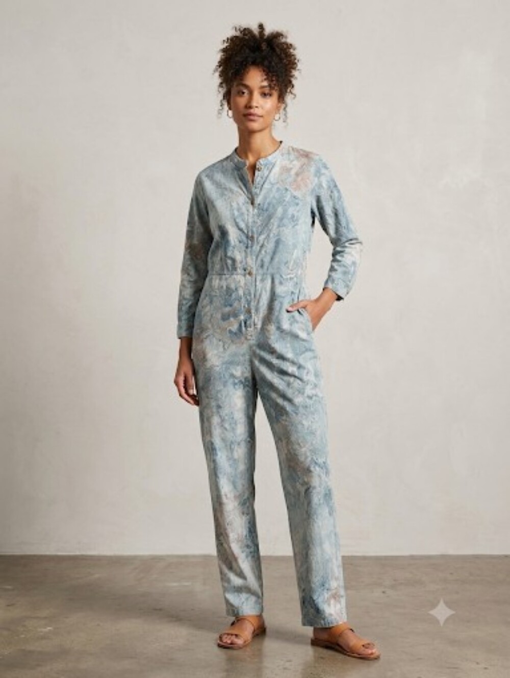 Nico Nico Atlas Cloud Jumpsuit Blue Marble Cotton One Piece Romper Size M USA